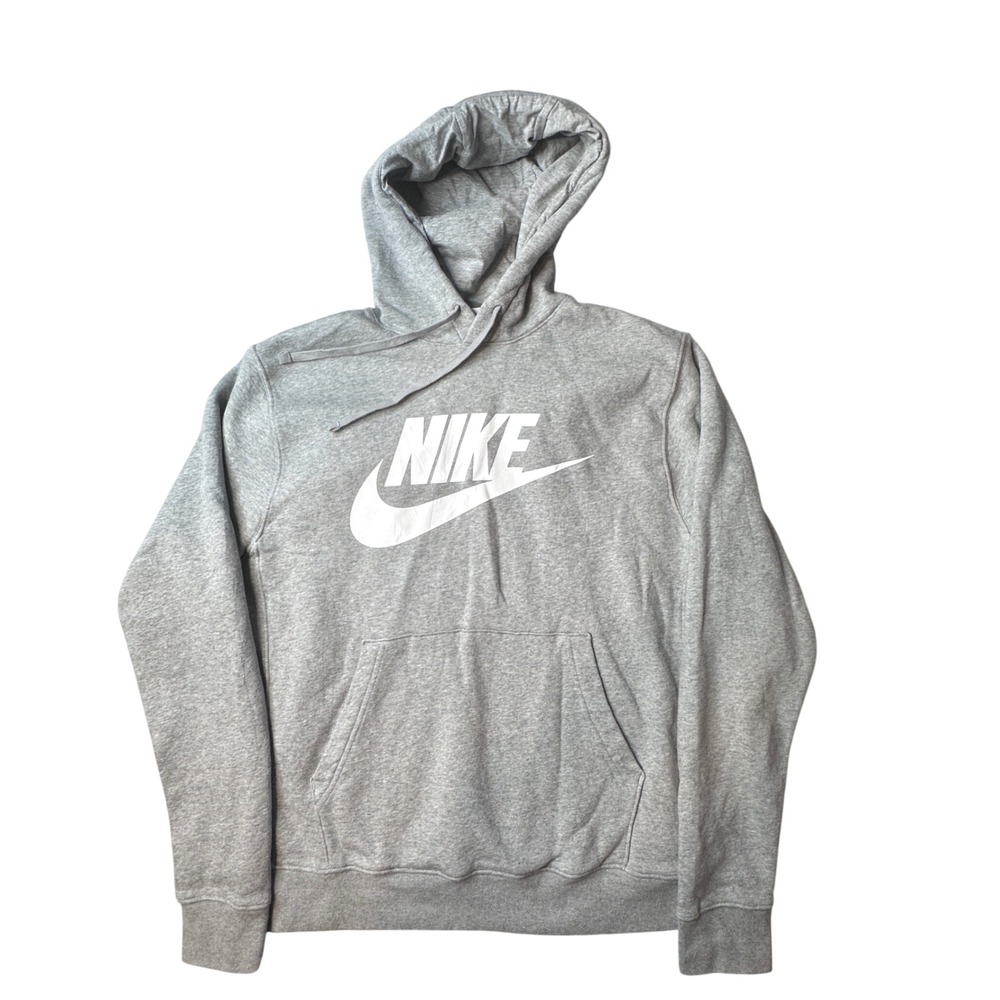 Nike Hoodie Mens M Grey Sportswear Club Fleece BV2973-063 Futura Logo Pullover